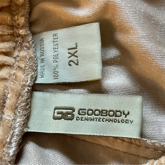GODBODY XL HIP HOP VELOUR Tan 2 Piece Track Suit with Black Racing Stripes - Picture 4 of 16